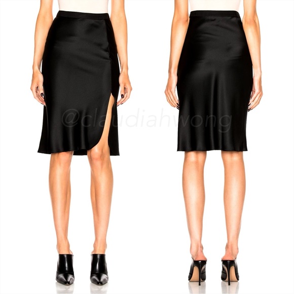 NILI LOTAN Lillie 100% Silk Slip Skirt in Black - Picture 2 of 10
